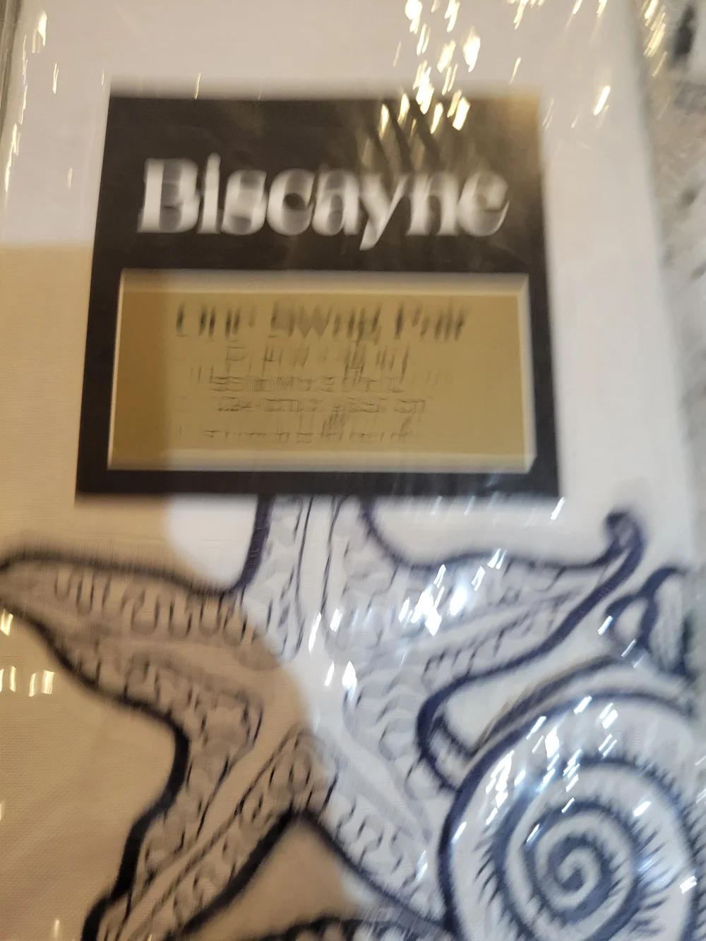 Biscayne White Valance & Swag Pair with Navy Embroidery